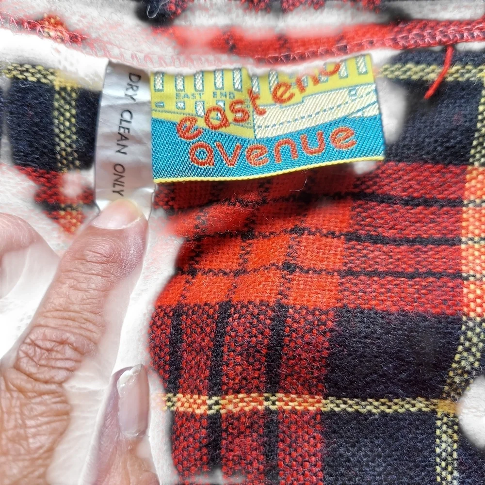 Vintage Red Black Tartan Plaid Skirt with Side Fringe